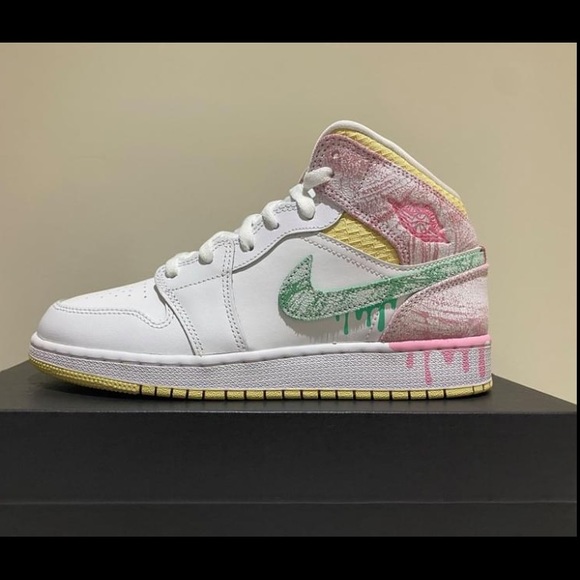 Nike Jordan 1 mid paint drip GS - Picture 1 of 4